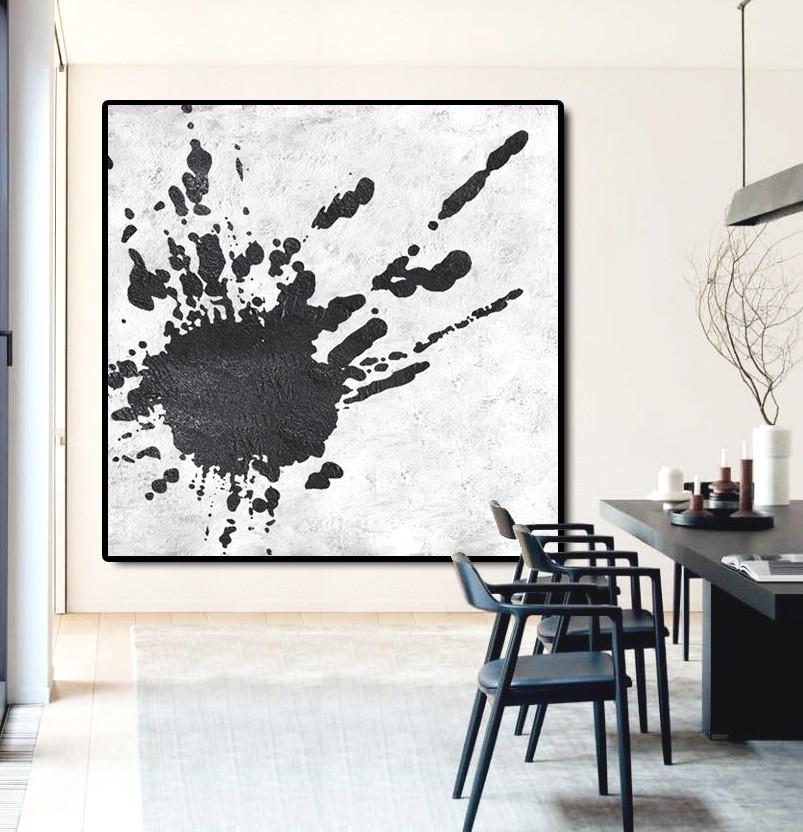 Minimal Black and White Painting #MN13A - Click Image to Close